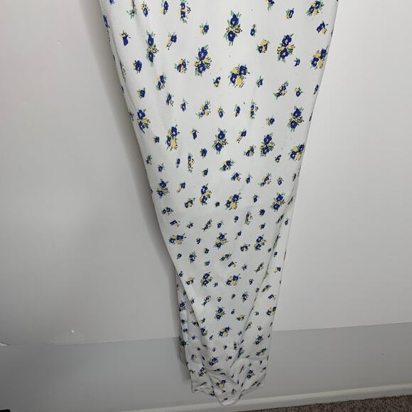 Samsøe Samsøe White Blue Floral Motif Chiffon Apples Slip Midi Dress Large - Picture 6 of 14